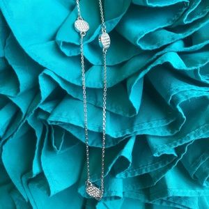 Kate Spade 34” Round Pave Crystal Silver NECKLACE LONG